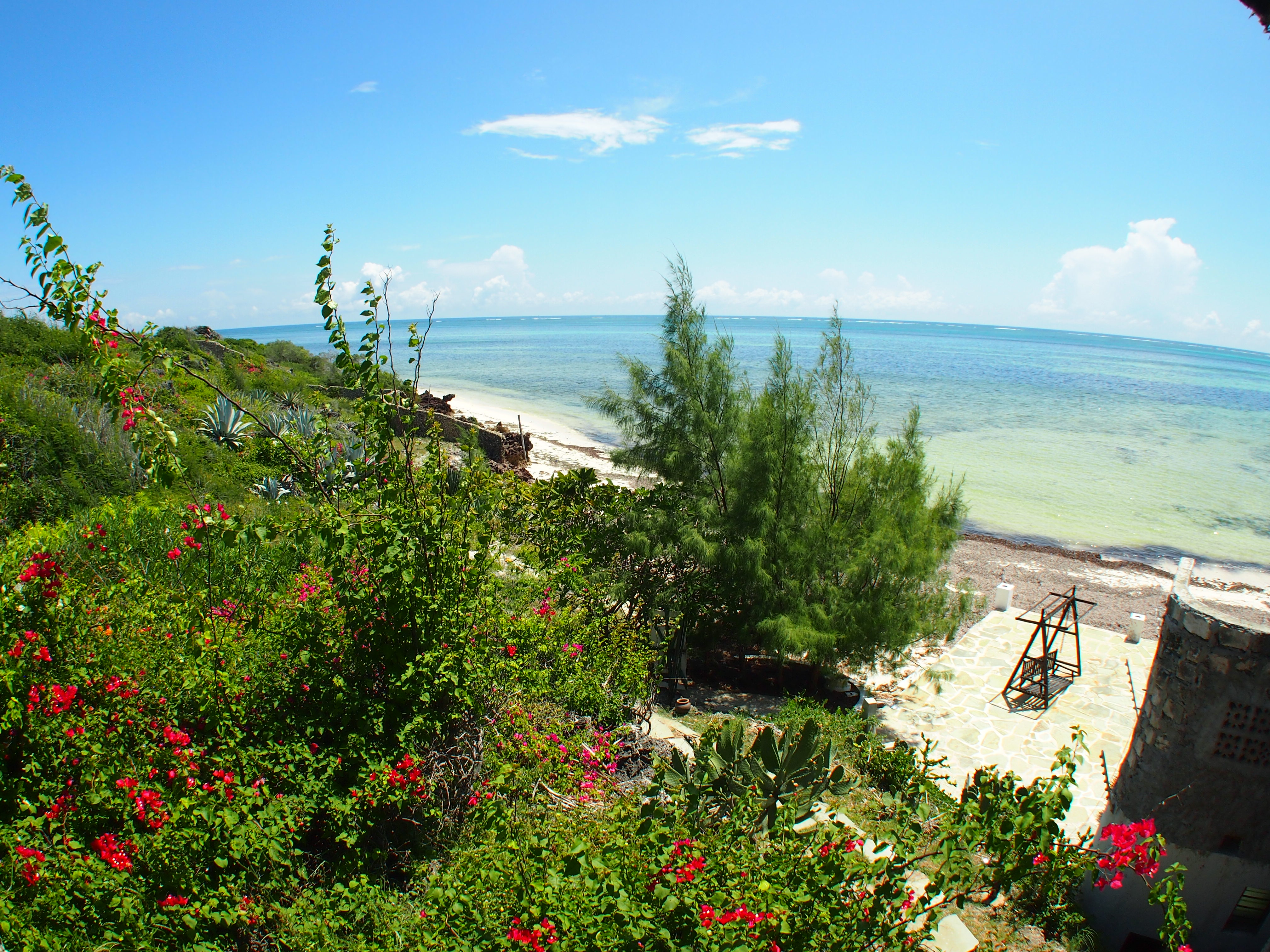 Coastal terrace overlooking turquoise waters